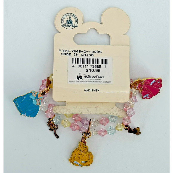 Disney Princess Charm Bracelet Stretch 6” 6 Charms Authentic Disney Parks - Picture 2 of 8